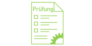 Prüfungsmeldung - unausgefülltes Prüfungspapier; Piktogrammdarstellung