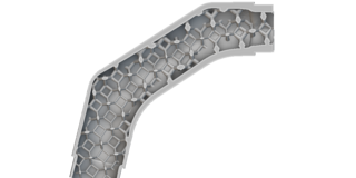 Der Querschnitt eines Rohres wird gezeigt. In dem Rohr sind organisch Stützstrukturen zu sehen.