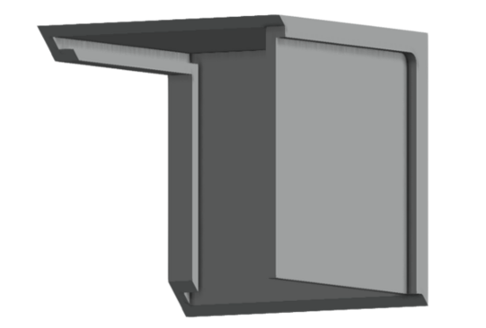 Modell von einem Bauteil im transformierbaren Behälter Modell von Bauteil im transformierbaren Behälter